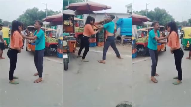 Girl stripped naked in a fight – between boy and girl on the street – viral video