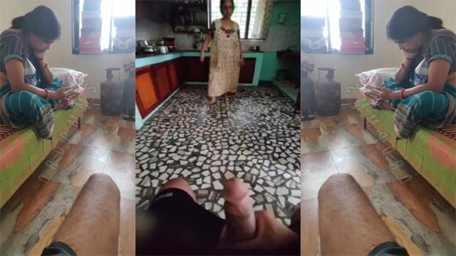 Owner Horny Son Masturbating Infront Of Maid Aunty