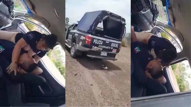 Guy Secretely Cops are fucking in car in an abandoned field MMS